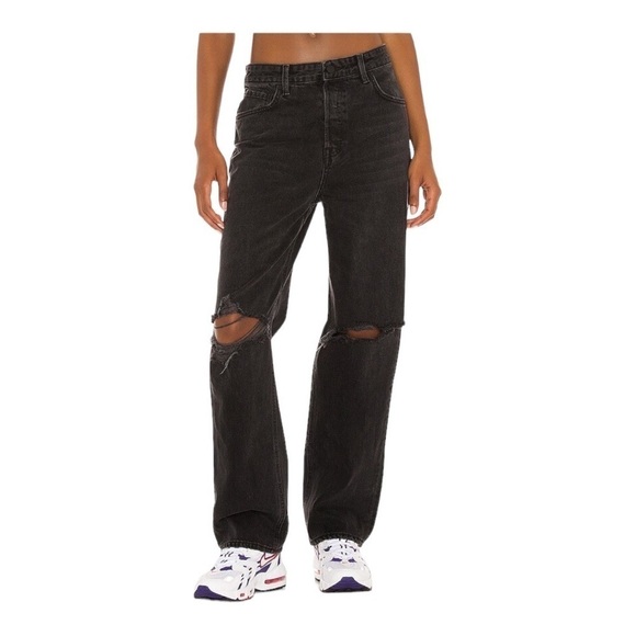 GRLFRND Boyfriend Jeans Amanda Mid Rise  Wide Leg Relaxed in Downtown Black 25 - Picture 2 of 10